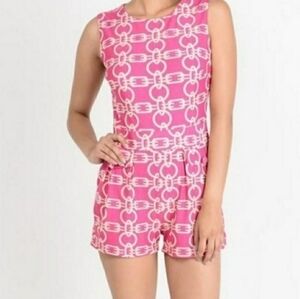 Aryeh Pink Chain Link Print Sleeveless Romper